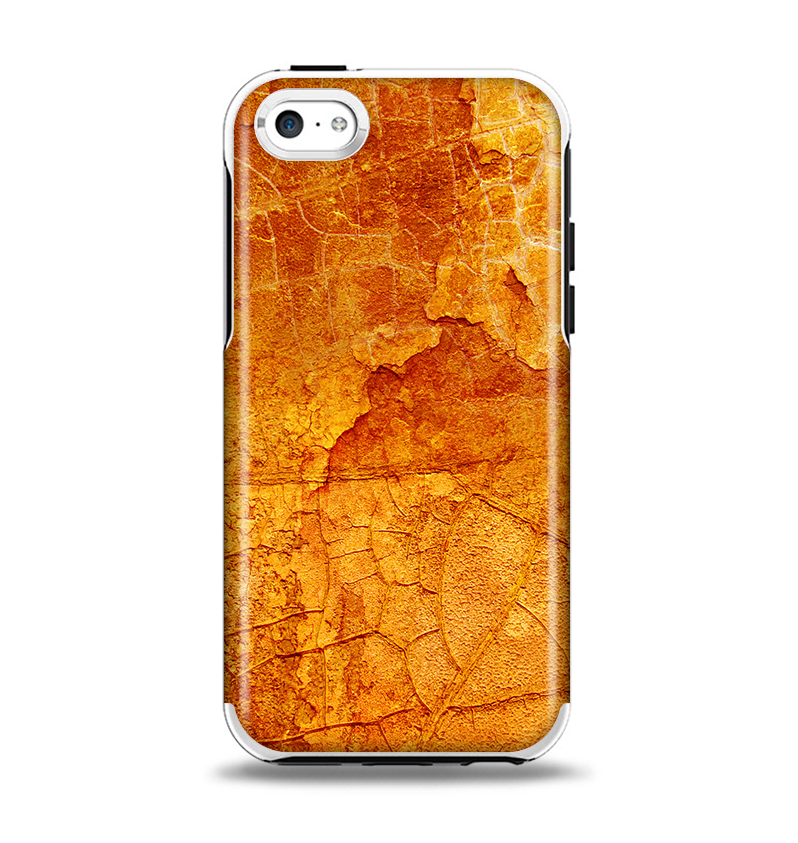 The Orange Cracked & Scratched Surface Apple iPhone 5c Otterbox Symmetry Case Skin Set