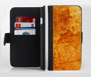 The Orange Cracked & Scratched Surface Ink-Fuzed Leather Folding Wallet Credit-Card Case for the Apple iPhone 6/6s, 6/6s Plus, 5/5s and 5c