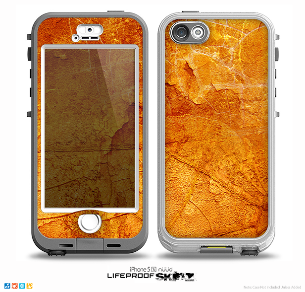 The Orange Cracked & Scratched Surface Skin for the iPhone 5-5s NUUD LifeProof Case for the lifeproof skins