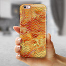 The Orange Grungy Watercolors with Chevron iPhone 6/6s or 6/6s Plus 2-Piece Hybrid INK-Fuzed Case
