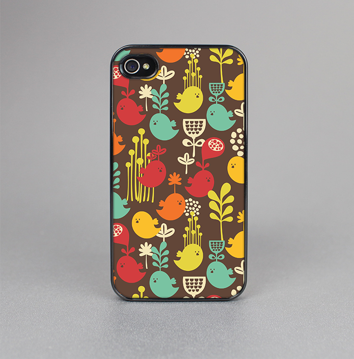 The Orange & Red Cute Vector Birds Skin-Sert for the Apple iPhone 4-4s Skin-Sert Case