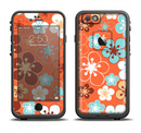 The Orange Vector Floral with Blue Apple iPhone 6/6s LifeProof Fre Case Skin Set