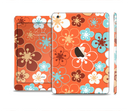 The Orange Vector Floral with Blue Full Body Skin Set for the Apple iPad Mini 3