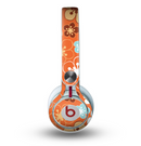 The Orange Vector Floral with Blue Skin for the Beats by Dre Mixr Headphones