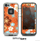 The Orange Vector Floral with Blue Skin for the iPhone 4 or 5 LifeProof Case