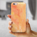 The Orange Watercolor Grunge Surface with Polka Dots iPhone 6/6s or 6/6s Plus 2-Piece Hybrid INK-Fuzed Case