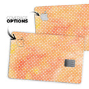The Orange Watercolor Grunge Surface with Polka Dots - Premium Protective Decal Skin-Kit for the Apple Credit Card