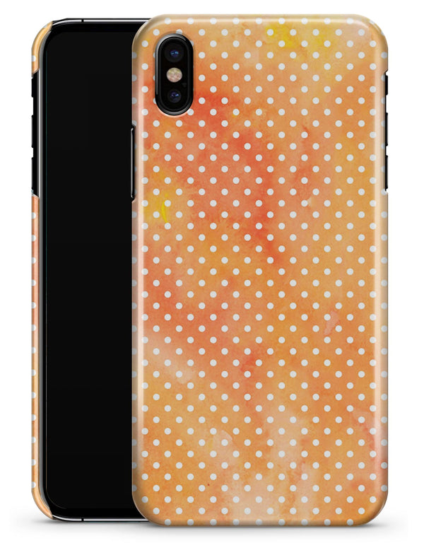 The Orange Watercolor Grunge Surface with Polka Dots - iPhone X Clipit Case