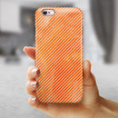 The Orange Watercolor Surface with Slanted White Lines iPhone 6/6s or 6/6s Plus 2-Piece Hybrid INK-Fuzed Case