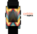 The Orange & Blue Chevron Textured Skin for the Pebble SmartWatch