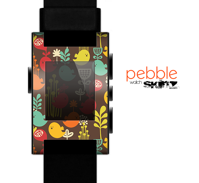 The Orange & Red Cute Vector Birds Skin for the Pebble SmartWatch