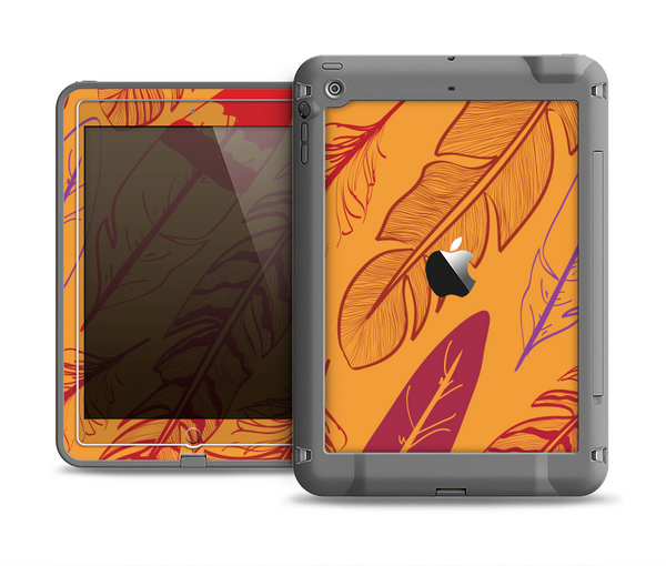 The Orange and Red Vector Feathers Apple iPad Air LifeProof Fre Case Skin Set