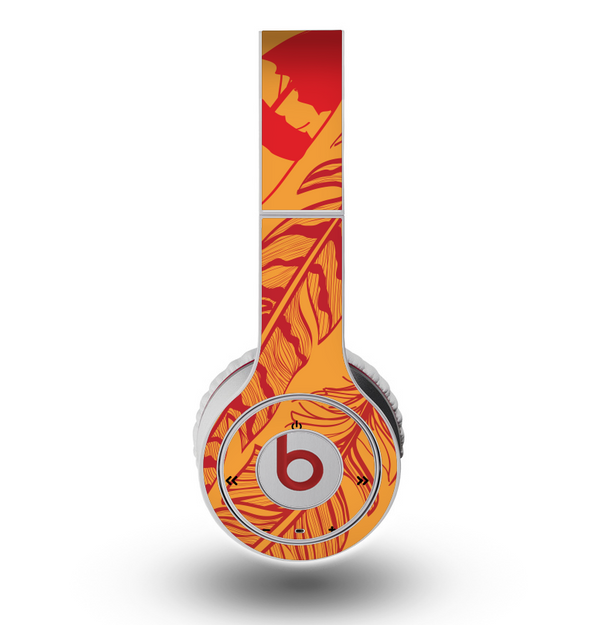 The Orange and Red Vector Feathers Skin for the Original Beats by Dre Wireless Headphones