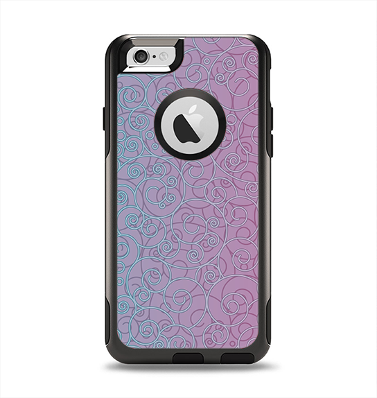 The OverLock Pink to Blue Swirls Apple iPhone 6 Otterbox Commuter Case Skin Set