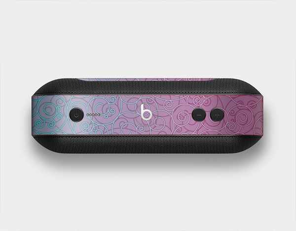 The OverLock Pink to Blue Swirls Skin Set for the Beats Pill Plus