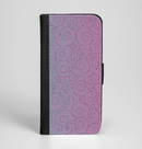 The OverLock Pink to Blue Swirls Ink-Fuzed Leather Folding Wallet Case for the iPhone 6/6s, 6/6s Plus, 5/5s and 5c