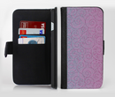 The OverLock Pink to Blue Swirls Ink-Fuzed Leather Folding Wallet Credit-Card Case for the Apple iPhone 6/6s, 6/6s Plus, 5/5s and 5c