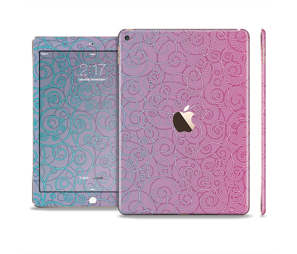 The OverLock Pink to Blue Swirls Skin Set for the Apple iPad Pro