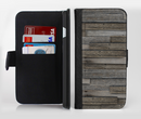 The Overlapping Aged Planks Ink-Fuzed Leather Folding Wallet Credit-Card Case for the Apple iPhone 6/6s, 6/6s Plus, 5/5s and 5c