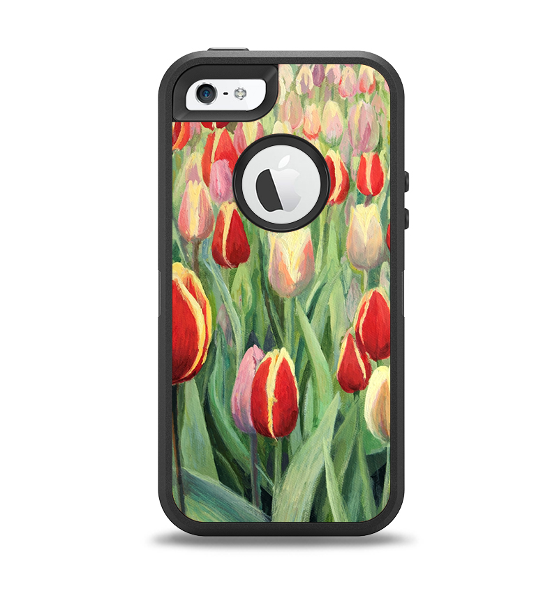 The Painting of Field of Flowers Apple iPhone 5-5s Otterbox Defender Case Skin Set