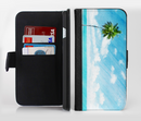 The Paradise Beach Palm Tree Ink-Fuzed Leather Folding Wallet Credit-Card Case for the Apple iPhone 6/6s, 6/6s Plus, 5/5s and 5c