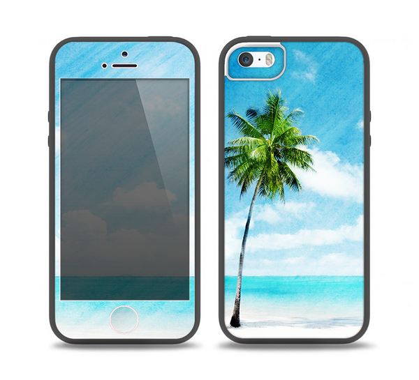 The Paradise Beach Palm Tree Skin Set for the iPhone 5-5s Skech Glow Case