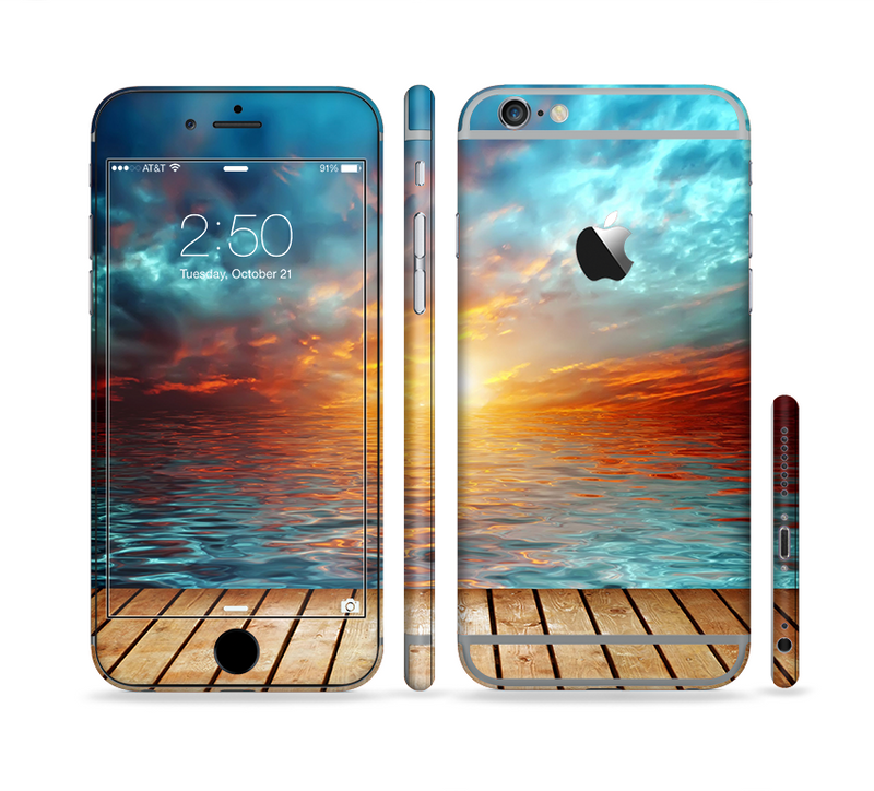 The Paradise Sunset Ocean Dock Sectioned Skin Series for the Apple iPhone 6s