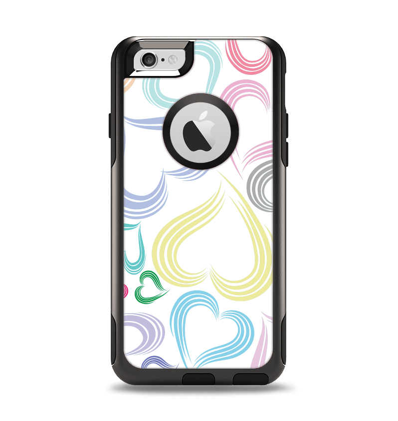 The Pastel Color Vector Heart Pattern Apple iPhone 6 Otterbox Commuter Case Skin Set