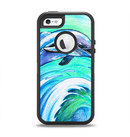 The Pastel Vibrant Blue Dolphin Apple iPhone 5-5s Otterbox Defender Case Skin Set