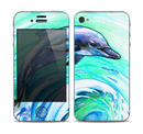 The Pastel Vibrant Blue Dolphin Skin for the Apple iPhone 4-4s