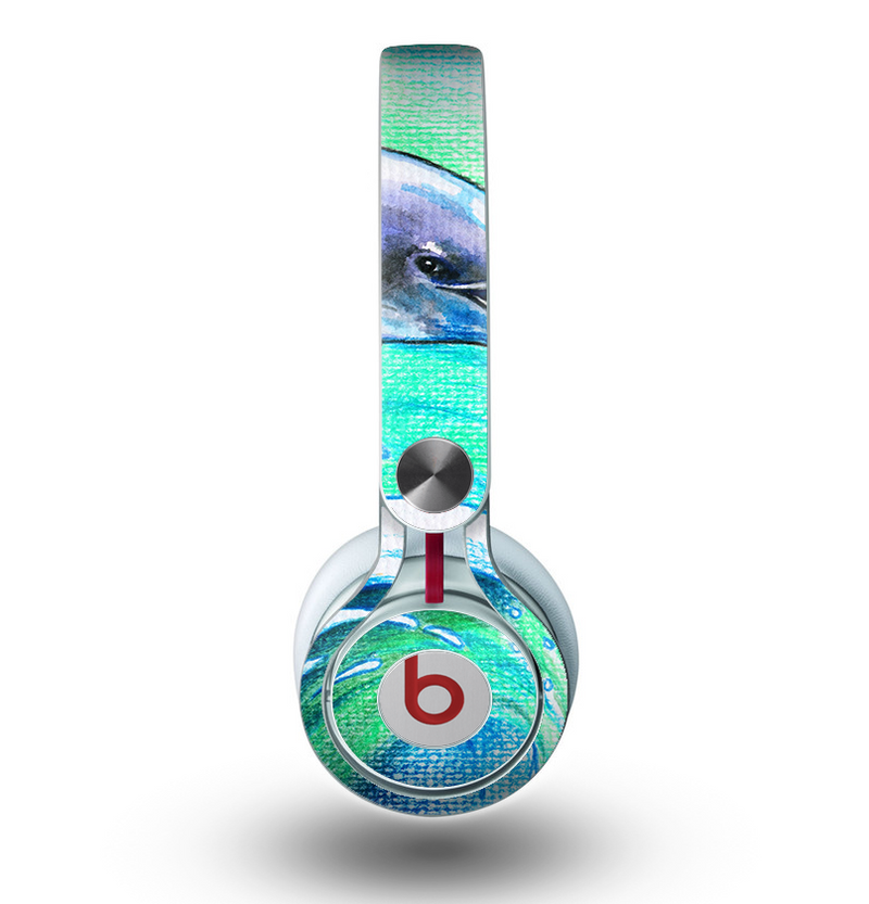 The Pastel Vibrant Blue Dolphin Skin for the Beats by Dre Mixr Headphones