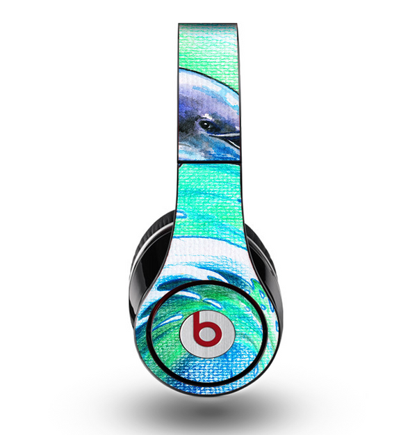 The Pastel Vibrant Blue Dolphin Skin for the Original Beats by Dre Studio Headphones