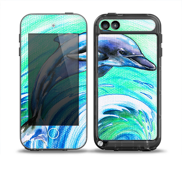 The Pastel Vibrant Blue Dolphin Skin for the iPod Touch 5th Generation frē LifeProof Case