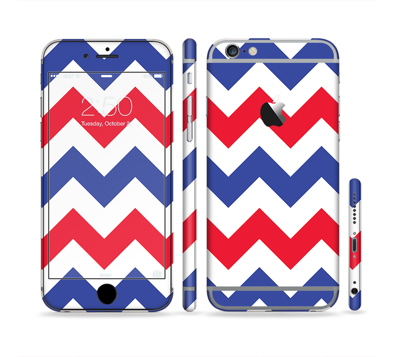 The Patriotic Chevron Pattern Sectioned Skin Series for the Apple iPhone 6 Plus