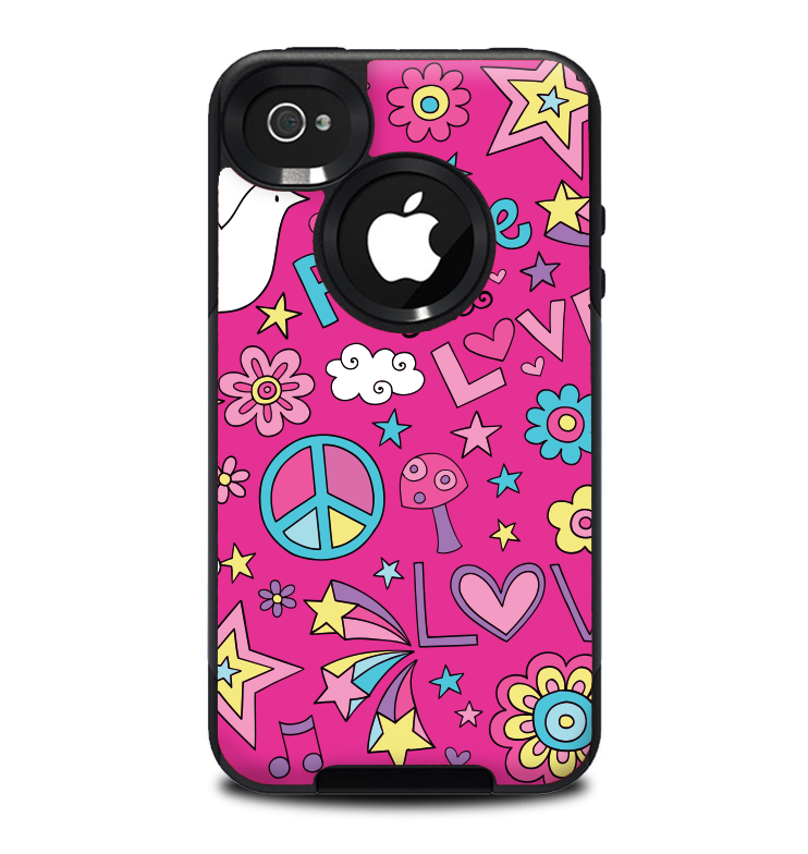 The Peace Love Pink Illustration Skin for the iPhone 4-4s OtterBox Commuter Case