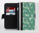 The Peacock Green Feather Bundle Ink-Fuzed Leather Folding Wallet Credit-Card Case for the Apple iPhone 6/6s, 6/6s Plus, 5/5s and 5c