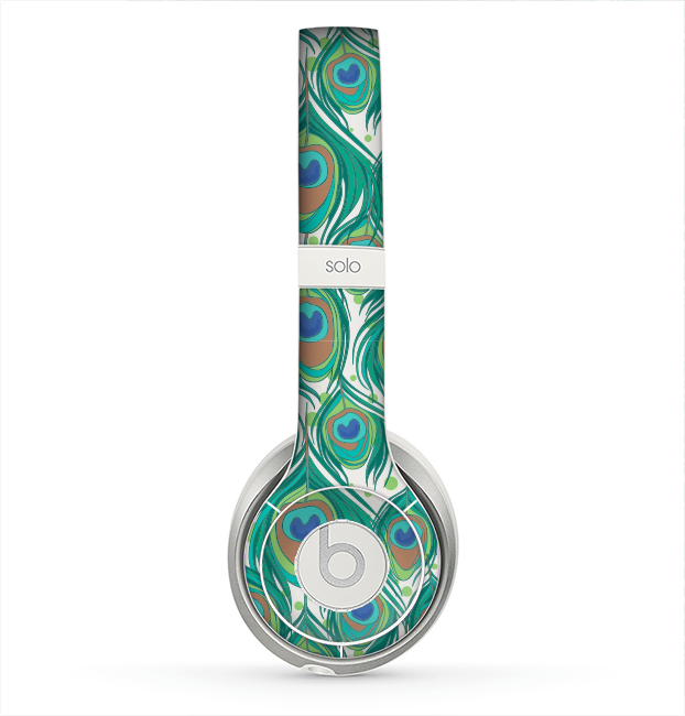 The Peacock Green Feather Bundle Skin for the Beats by Dre Solo 2 Headphones