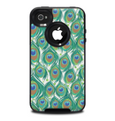The Peacock Green Feather Bundle Skin for the iPhone 4-4s OtterBox Commuter Case