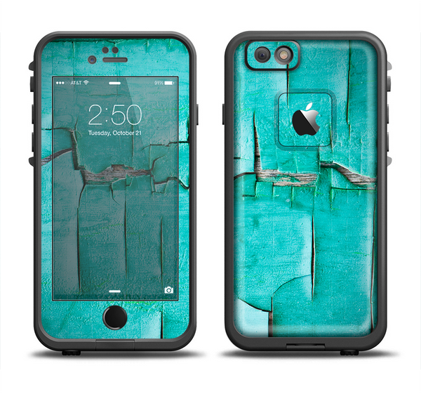 The Peeling Teal Paint Apple iPhone 6 LifeProof Fre Case Skin Set