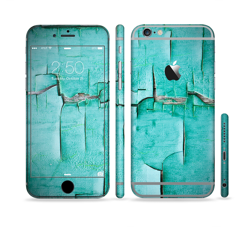 The Peeling Teal Paint Sectioned Skin Series for the Apple iPhone 6s