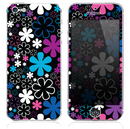 The Pink-Black & Blue Vector Flowers Skin for the iPhone 3, 4-4s, 5-5s or 5c