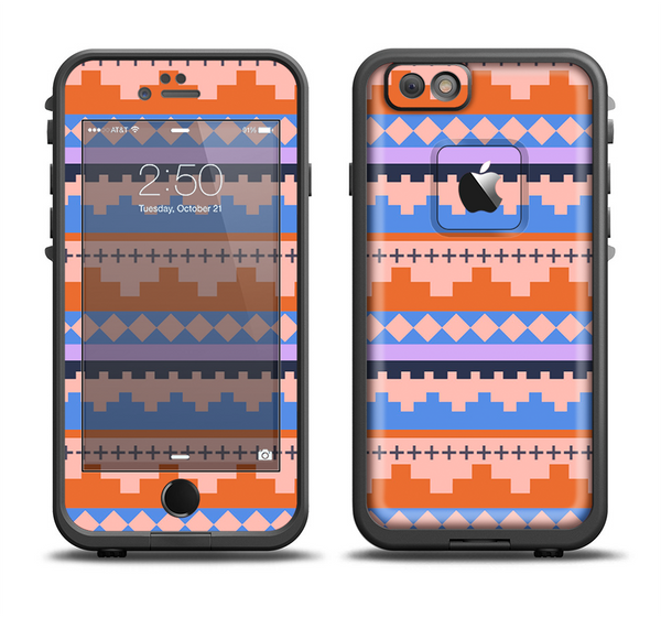 The Pink-Blue & Coral Tribal Ethic Geometric Pattern Apple iPhone 6 LifeProof Fre Case Skin Set