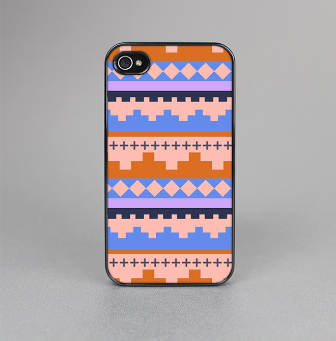 The Pink-Blue & Coral Tribal Ethic Geometric Pattern Skin-Sert for the Apple iPhone 4-4s Skin-Sert Case