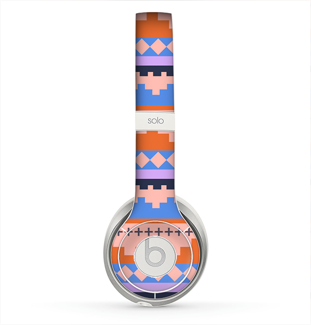 The Pink-Blue & Coral Tribal Ethic Geometric Pattern Skin for the Beats by Dre Solo 2 Headphones