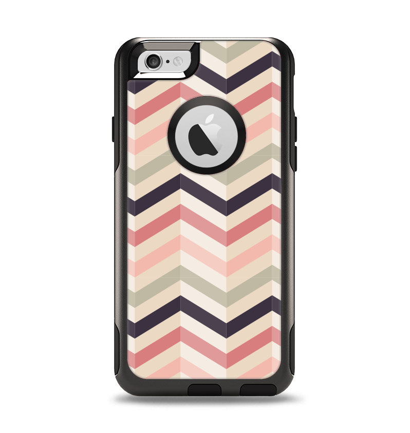 The Pink-Tan-Black Zigzag Pattern Apple iPhone 6 Otterbox Commuter Case Skin Set