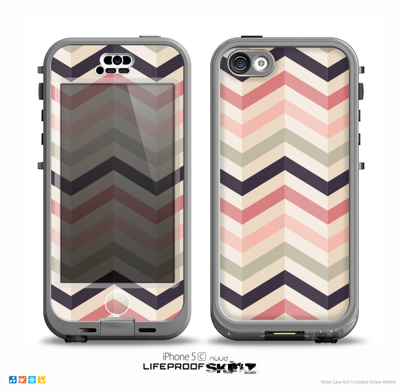 The Pink-Tan-Black Zigzag Pattern Skin for the iPhone 5c nüüd LifeProof Case
