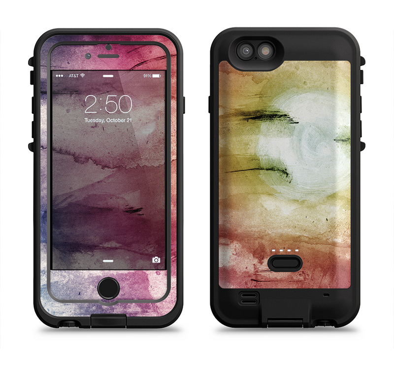 The Pink-Yellow-Blue Grunge Painted Surface Apple iPhone 6/6s LifeProof Fre POWER Case Skin Set