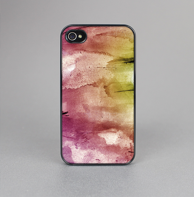 The Pink-Yellow-Blue Grunge Painted Surface Skin-Sert for the Apple iPhone 4-4s Skin-Sert Case