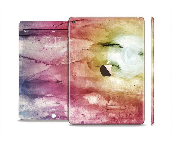 The Pink-Yellow-Blue Grunge Painted Surface Skin Set for the Apple iPad Pro