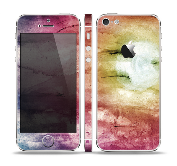 The Pink-Yellow-Blue Grunge Painted Surface Skin Set for the Apple iPhone 5